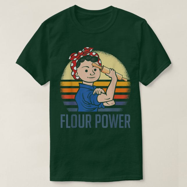Camiseta Flour Power Funny Bahando Mãe Baker (Frente do Design)