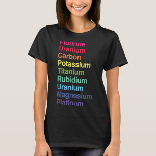 Camiseta Flourine Urânio Carbono Pôncio Titânio Rubidão U