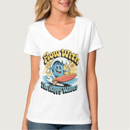 Camiseta Flow With The Happy Waves Retro Surf Vibes Women's
