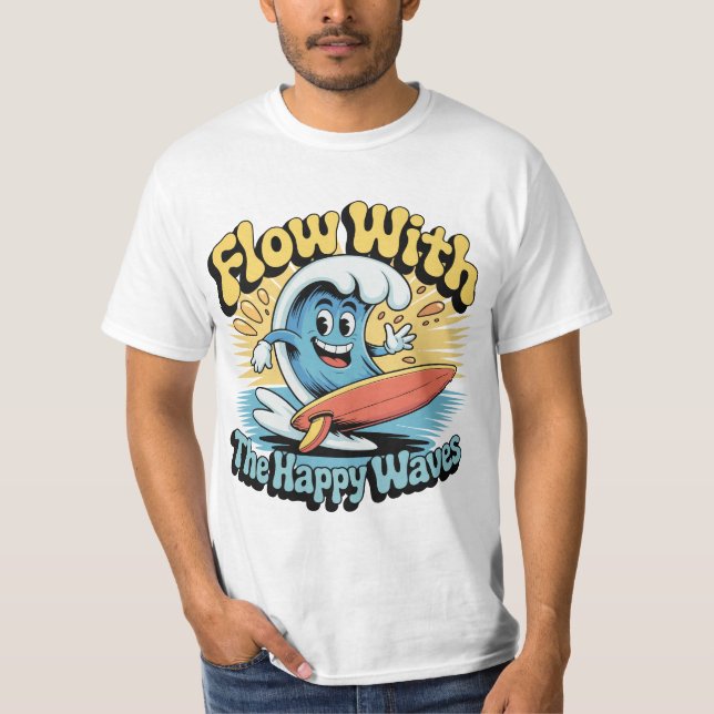 Camiseta Flow With The Happy Waves Surf Style Men’s Tee (Frente)