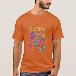 Camiseta Flow Y2K Arco-íris Bloom vintage