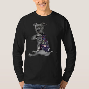 Camiseta Flowbull Eu Amo Mamãe Hippie Dog Pitbull