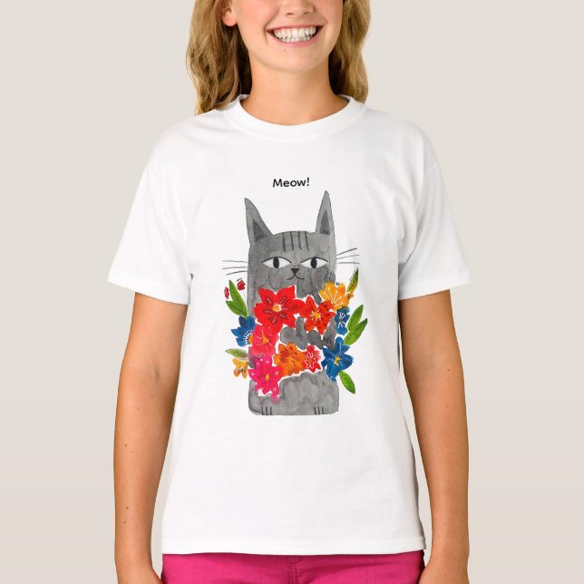 Camiseta Flower Cat (Frente)