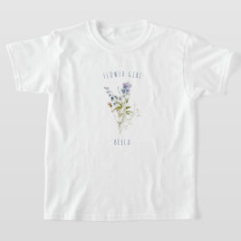 Camiseta Flower Girl Blue Watercolor