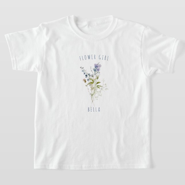 Camiseta Flower Girl Blue Watercolor (Postura )