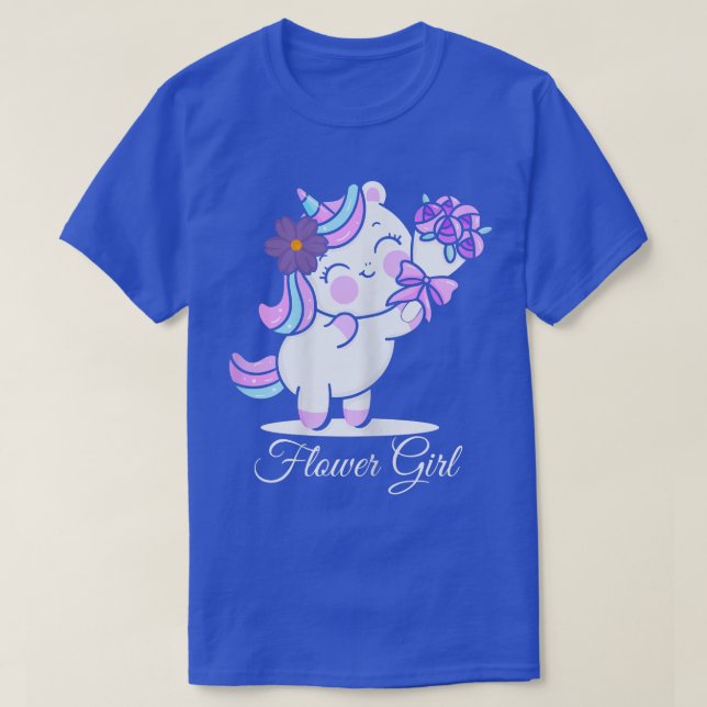 Camiseta Flower Girl, Bride Unicorn Flowers Married Wedding (Frente do Design)