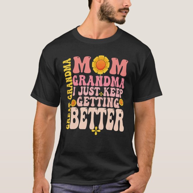 Camiseta Flower Groovy Mother s Day Great Grandma I Just Ke (Frente)