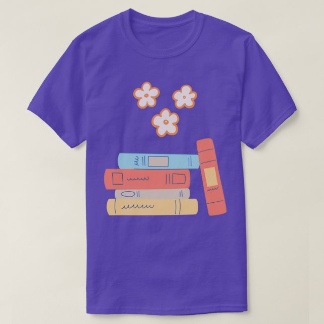 Camiseta flower growing from book grow mind grow yourself (Frente do Design)