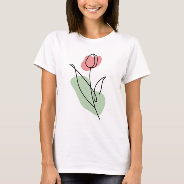 Camiseta Flower Line Art (Frente)