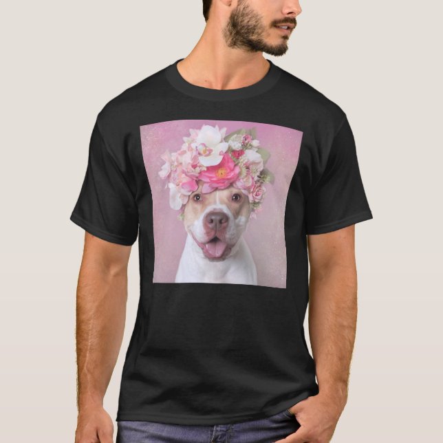 Camiseta Flower Power Cute Pitbull (Frente)