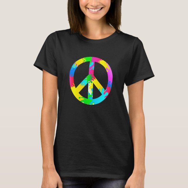 Camiseta Flower Power Peace Hippie Love 60s 70s Costume Ret (Frente)