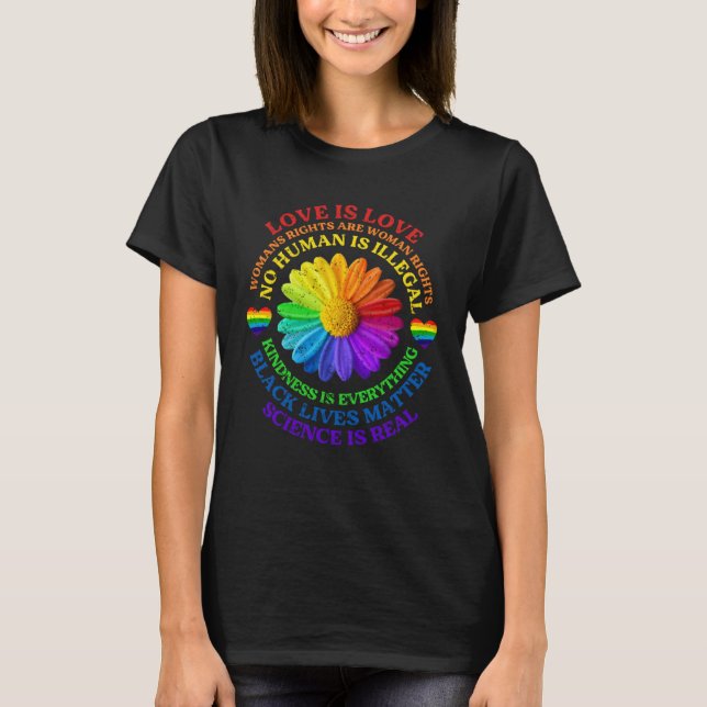 Camiseta Flower Rainbow Human Black Lives Rights Science LG (Frente)