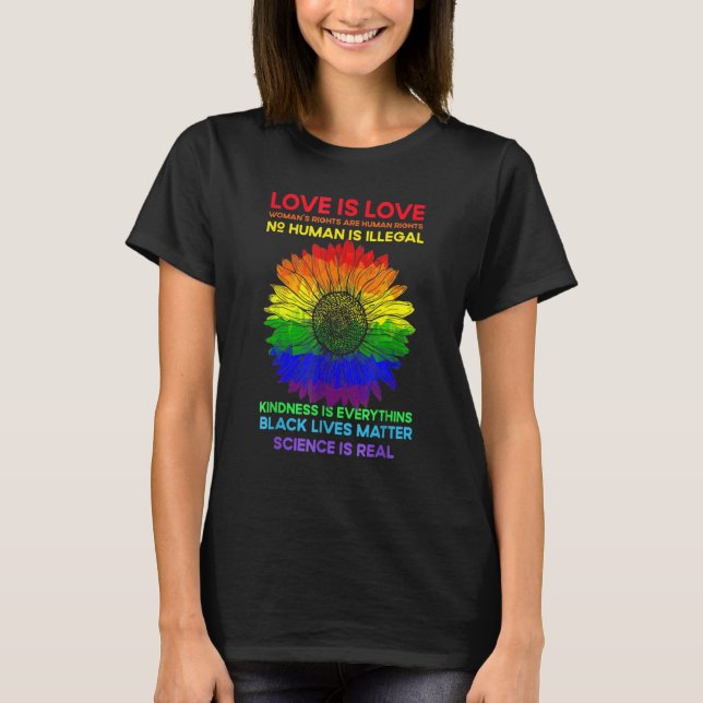 Camiseta Flower Rainbow Human Black Lives Rights Science Lg (Frente)