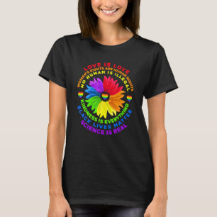 Camiseta Flower Rainbow Human Black Lives Rights Science Lg
