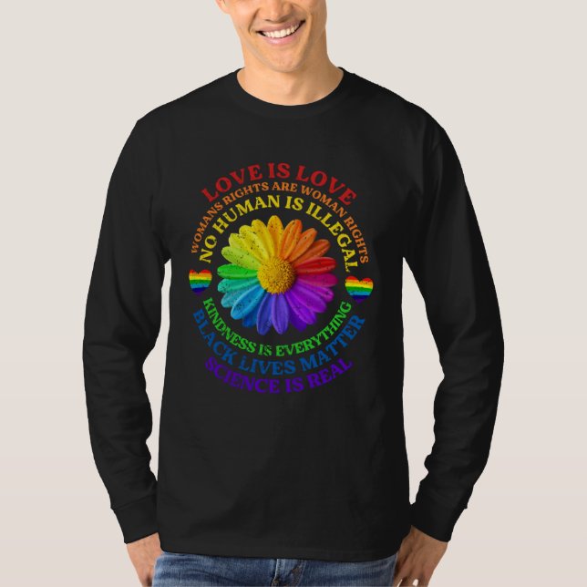 Camiseta Flower Rainbow Human Black Lives Rights Science LG (Frente)