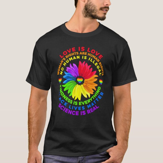 Camiseta Flower Rainbow Human Black Lives Rights Science Lg (Frente)