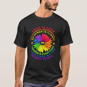 Camiseta Flower Rainbow Human Black Livres Rights Science L