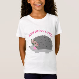 Camiseta Flower Wreath Hedgehog Birthday Girl T Shirt