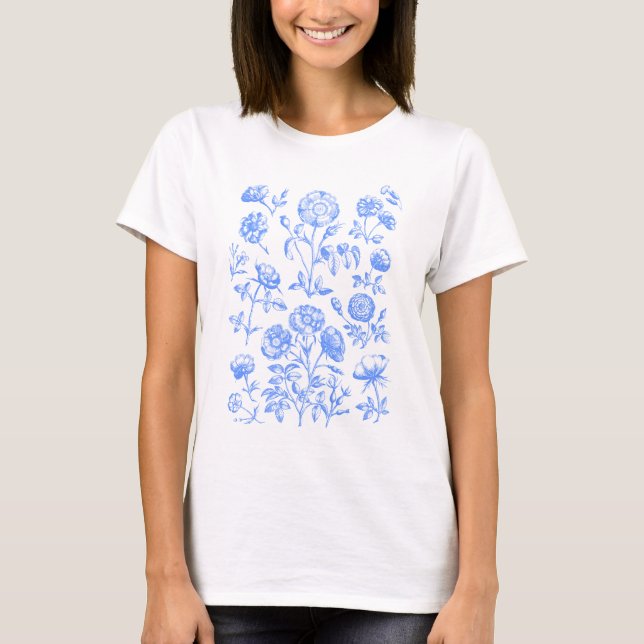 Camiseta Flowers Antique Botanical Art (Frente)