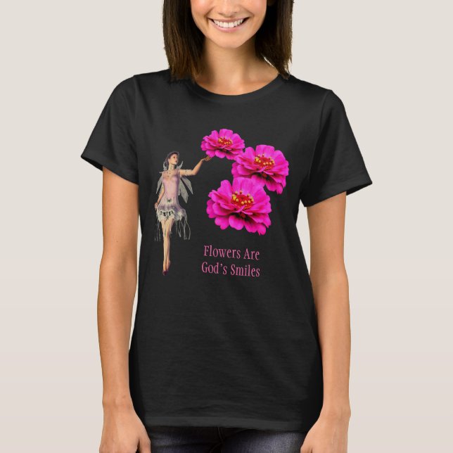 Camiseta Flowers Are God's Smiles Inspirational Dark (Frente)
