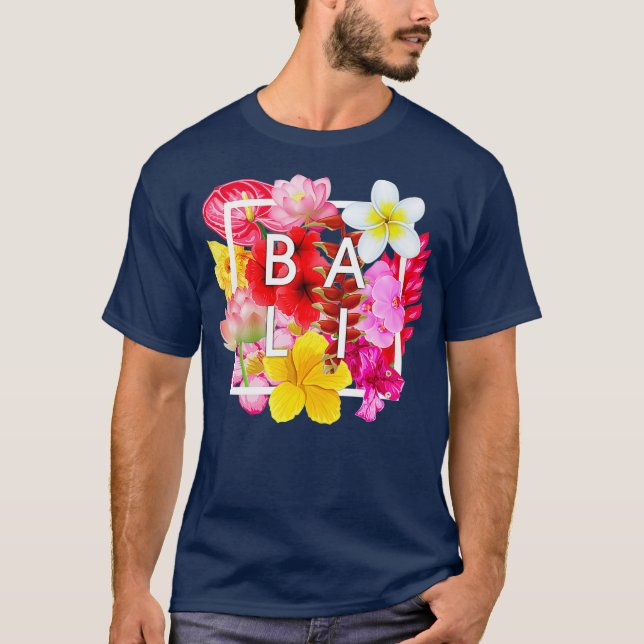 Camiseta Flowers of Bali Word Art  Bali Indonesia (Frente)