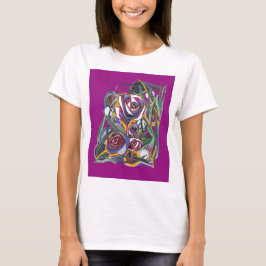 Camiseta Flowers, on a purple background