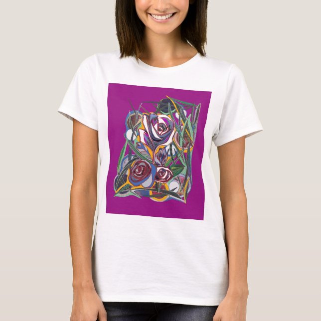 Camiseta Flowers, on a purple background (Frente)