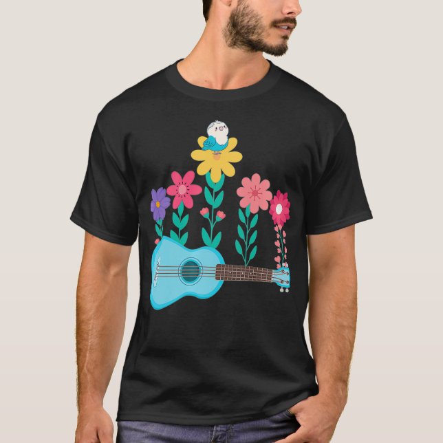 Camiseta Flowers Ukulele Hawaiian Musician Acoustic Uke (Frente)