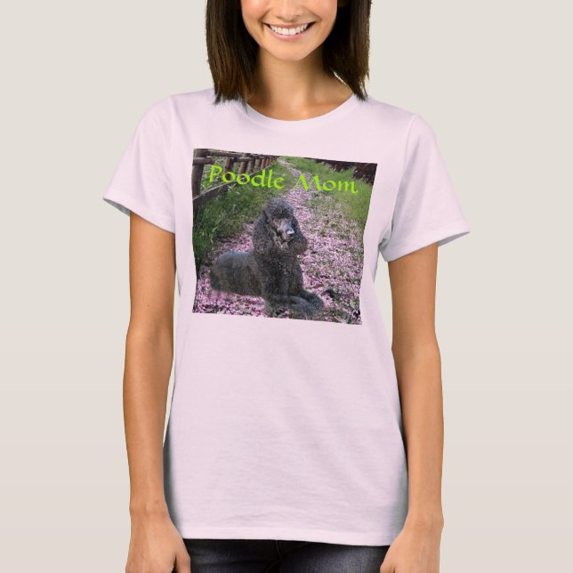 Camiseta FlowersT-Camisa da mamã da caniche (Frente)