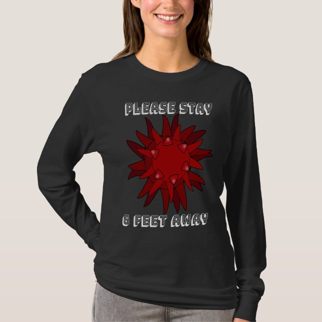 Camiseta Flu Please Stay 6 Feet Away Red Microorganism (Frente)