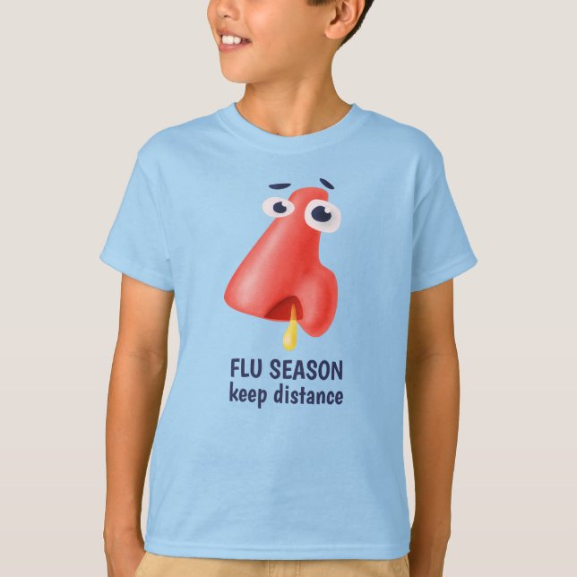 Camiseta Flu Season Keep Distance Funny Nose Kids (Frente)