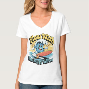 Camiseta Flua Com As Ondas Felizes Vibrações Retro Surf Fem