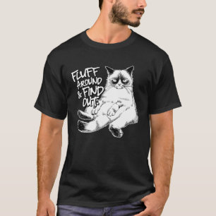 Camiseta Fluff em torno e descubra o Gatinho ranzinza C
