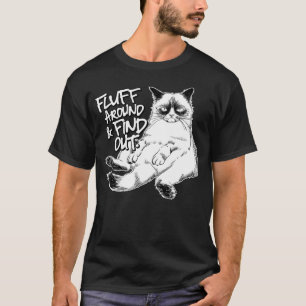 Camiseta Fluff em torno e descubra o Gatinho ranzinza C