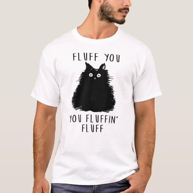 Camiseta Fluff Você Desenho De Gato Preto (Frente)