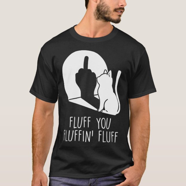 Camiseta Fluff You Cat Middle Finger Waving Cat (Frente)