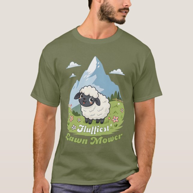 Camiseta Fluffiest Lawn Mower – Adorable Blacknose Sheep (Frente)