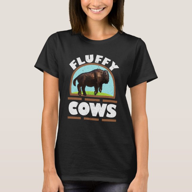 Camiseta Fluffy Cows Wildlife Animal Bull Bison Buffalo  1 (Frente)