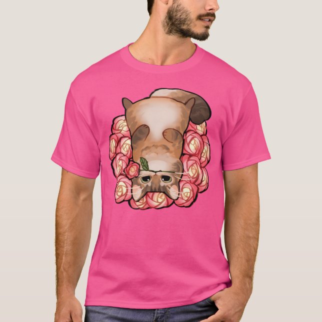 Camiseta Fluffy Honey Cat Com Rosas (Frente)