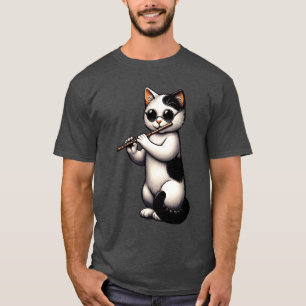 Camiseta Fluffy Kitten Musical Flute Musical Lover f