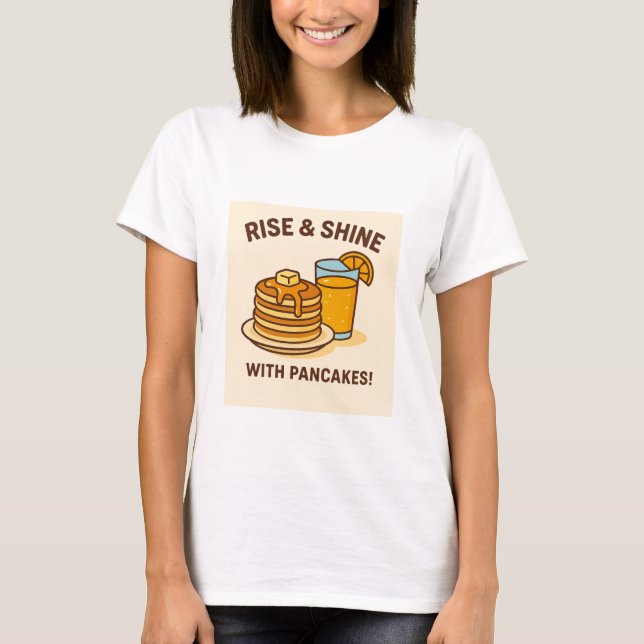 Camiseta Fluffy Pancakes & Fresco de Sumo Laranja - Café da (Frente)