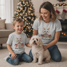 Camiseta Fluffy Reindeer - Bichon Frise dog
