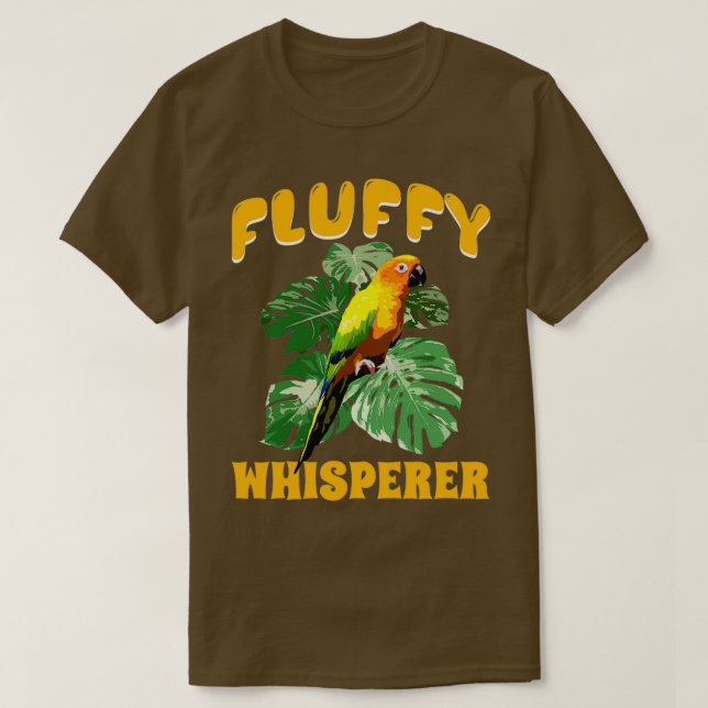 Camiseta Fluffy Whisperer Sun Conure Bird Lover Parr (Frente do Design)