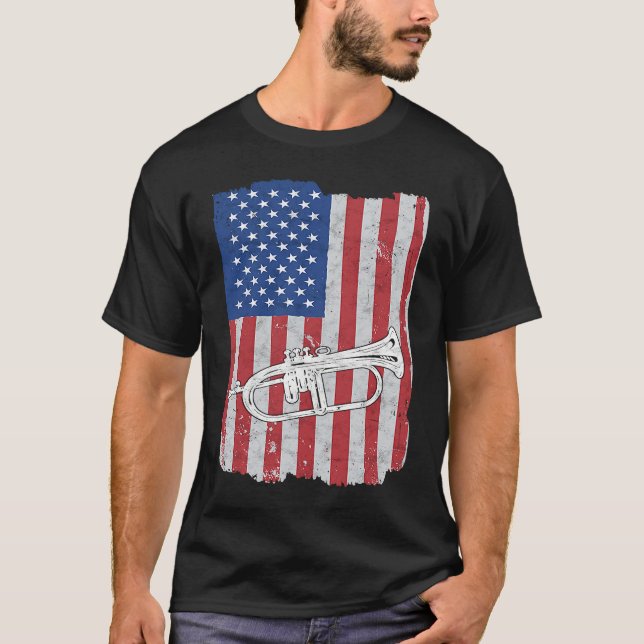 Camiseta Flugelhorn USA Flag Flugelhorn Player (Frente)