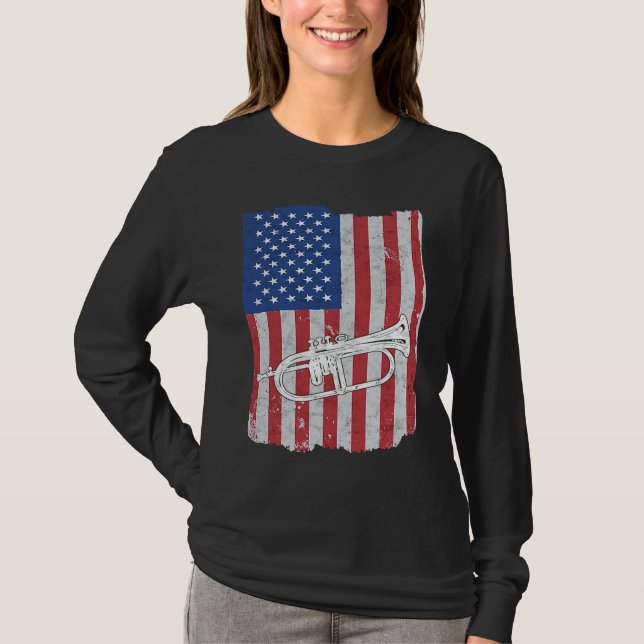 Camiseta Flugelhorn USA Flag Flugelhorn Player (Frente)