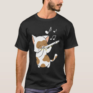 Camiseta Flute Cat Flute Player Flutist Marching Banda Músi
