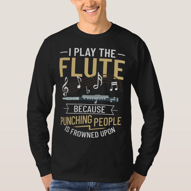 Camiseta Flute Music Instrument Notes Flutist Player Beginn (Frente)