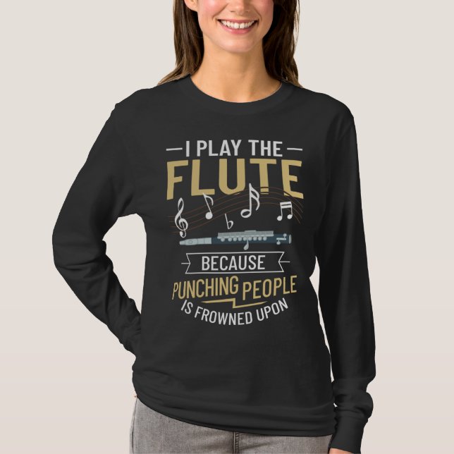 Camiseta Flute Music Instrument Notes Flutist Player Beginn (Frente)