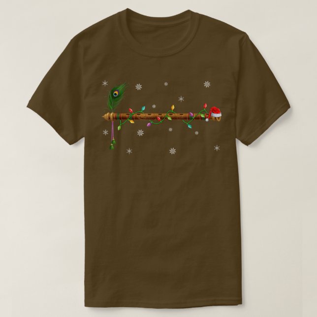 Camiseta Flute Music Lover Xmas Lights Papais noeis Flute C (Frente do Design)