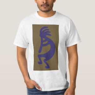 Camiseta Flute Playing Kokopelli Figura 1 - Azul em verde